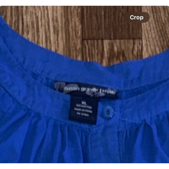 Susan Graver Style XL Blue 3/4 Sleeve Button Down Eyelet Blouse‎ - Picture 3 of 4